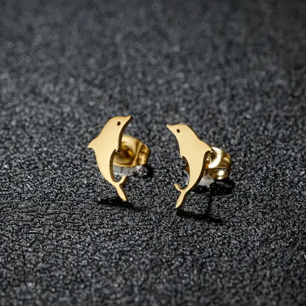 PVD Coated 18K Gold Real Gold Plated Clouds Dolphin Skates 304 Stainless Steel French Style Modern Style Sweet Waterproof Non Tarnish Ear Studs