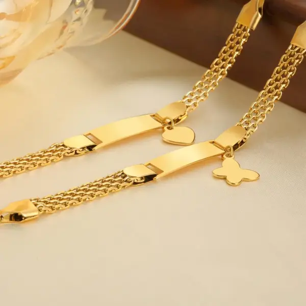 Wholesale PVD Coated Real Gold Plated 18K Gold Heart Shape Butterfly 304 Stainless Steel Cute Waterproof Non Tarnish 304 Stainless Steel Bracelets