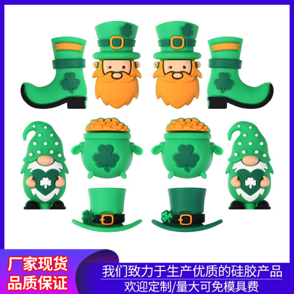 Wholesale Clover 3D Silicone Beads, St. Patrick's Day Ornamental Beads (Focal Beads)