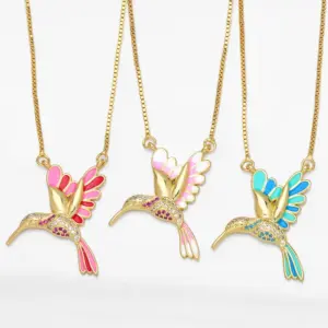 Wholesale Fashion Animal Copper 18k Gold Plated Pendant Necklace In Bulk