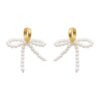 Wholesale Lady Style Bow Pearl Earrings 2024 New Style Gentle Girl Ear Buckle French Retro Earrings High Earrings