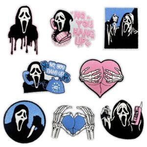 oly-d522d9eb56655f5fc80f90a0497d5de2 Wholesale New Ghostface Address Book Cloth Sticker Ghost Cartoon Badge Corsage Cross-border Funny Embroidery Badge Clothes Decoration Patch