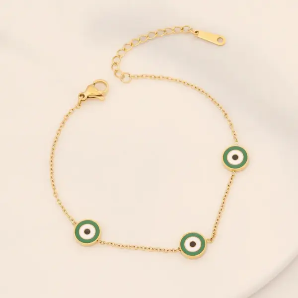 Wholesale PVD Coated 18K Gold Real Gold Plated Eye Stainless Steel INS Style Waterproof Non Tarnish 304 Stainless Steel Bracelets