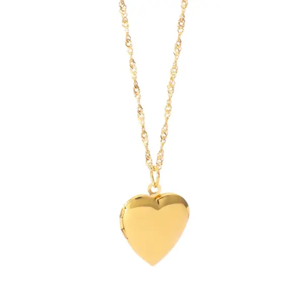 Wholesale 304 Stainless Steel Round Oval Heart Shape PVD Coated Acrylic Rhinestones 18K Gold Real Gold Plated Modern Style Simple Style Waterproof Non Tarnish O-shaped Chain Lobster Trigger Clasp Closure Gold Pendant Necklace Locket Necklace Necklace