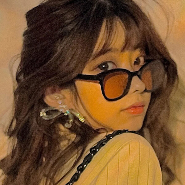 Wholesale Tea Color Film Sunglasses Men's and Women's Same Sunglasses Big Face Driving Anti-UV Glasses Orange Yellow Lens Japanese and Korean