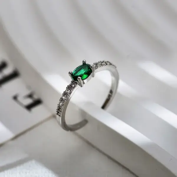 Wholesale Copper Gold Plated Simple Style Inlay Rectangle Zircon Open Rings