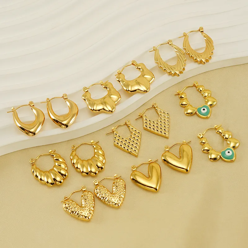 Wholesale 1 Pair Elegant Solid Color Plating Stainless Steel Titanium Steel 18K Gold Plated Earrings