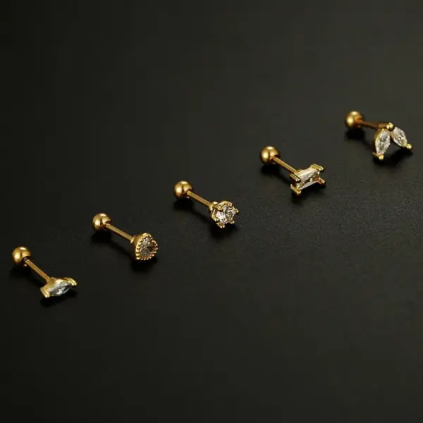 1 Piece Fashion Heart Shape Plating Inlay Stainless Steel Zircon Ear Studs