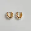 Wholesale 1 Pair Simple Style U Shape Plating Inlay Stainless Steel Artificial Pearls 14k Gold Plated Ear Studs