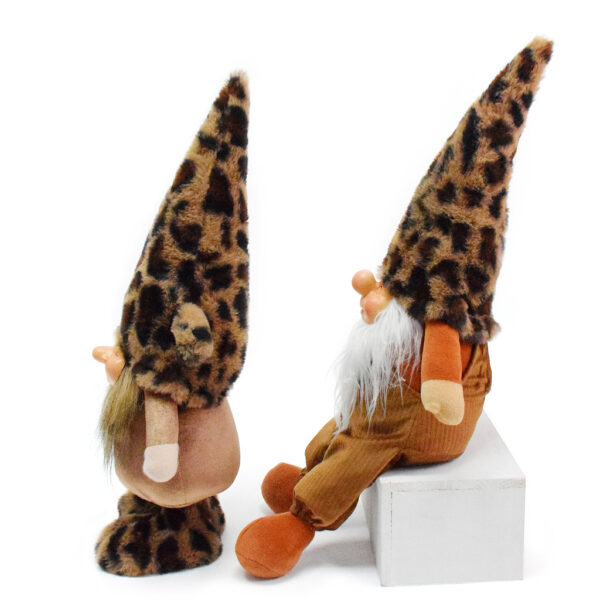 Wholesale Vintage Leopard Print Plush Goblin Doll Resin Face Dwarf Leopard Print Goblin Figurine for Foreign Trade