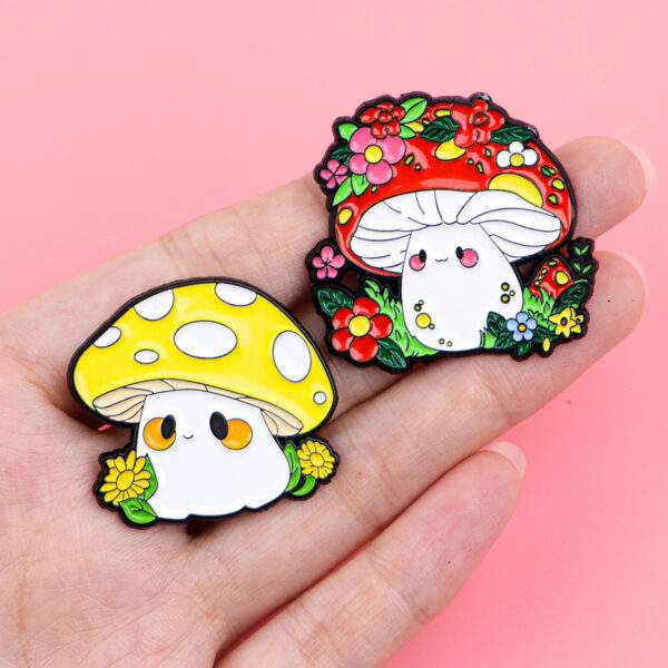 oly-d53cacf9719ce213d0dfa72c3fc2a27a Wholesale Mushroom brooch cartoon metal badge accessory