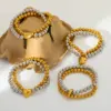Wholesale Luxurious Double Layer Heart Shaped Pendant Beaded Bracelet 18K Gold Plated Stainless Steel Elastic Line For Women Casual Classic Style