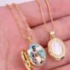 Wholesale Vintage Style Oval Copper Plating Inlay Carving Shell 18k Gold Plated Pendant Necklace