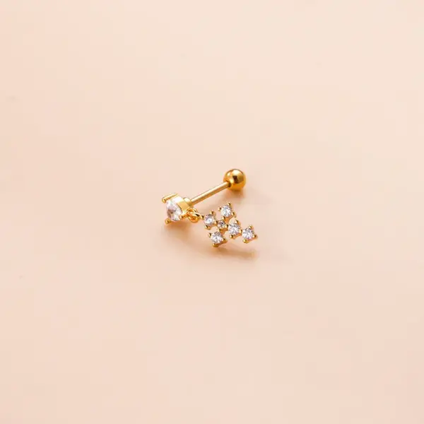 Wholesale 1 Piece Ear Cartilage Rings & Studs Fashion Heart Shape 316L Stainless Steel Copper Plating Inlay Zircon