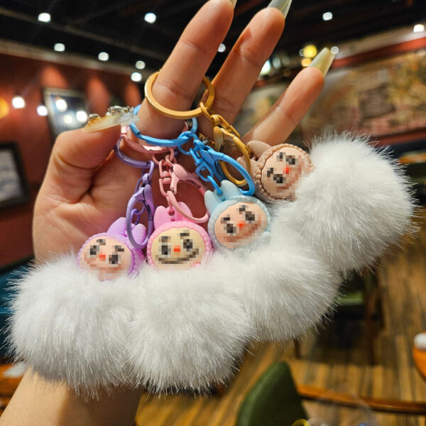 Wholesale Cute Rex Rabbit Fur Keychain Women's Bag Pendant Accessories Rex Rabbit Fur Keychain Car Plush Ball Pendant