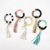 Wholesale silicone tassel beaded bag accessories Wristlet Keychain