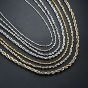 Wholesale Jewelry Simple Style Twist 201 Stainless Steel Plating Stainless Steel Necklaces