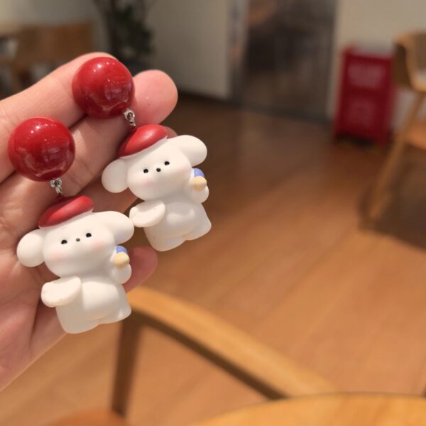 oly-d544934355060db285fb3f4ba535c3b0 Wholesale Cartoon cute little white dog earrings