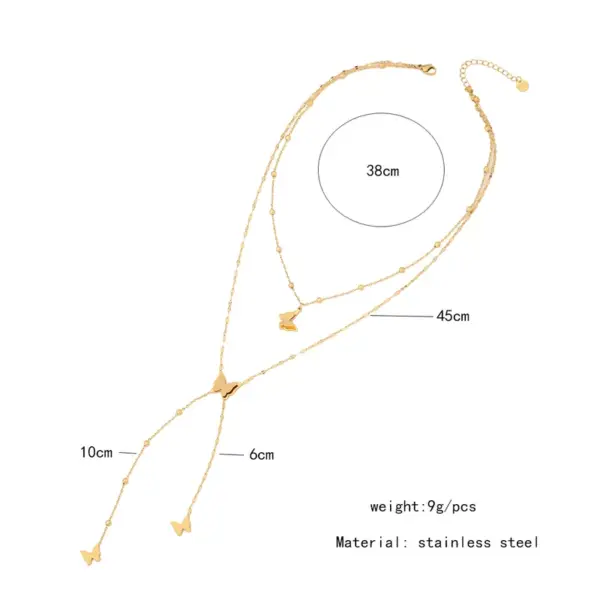 Wholesale Simple Style Flower Butterfly Stainless Steel Plating 18K Gold Plated Pendant Necklace