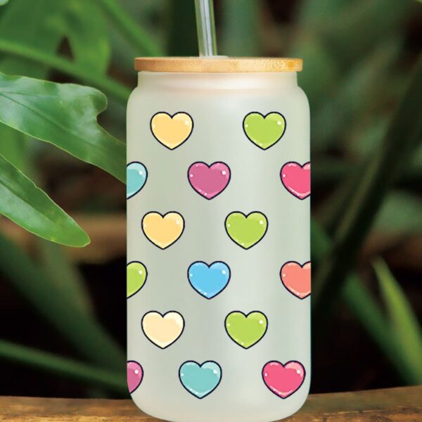 Wholesale Colorful Hearts 16oz Cup UV DTF Wraps