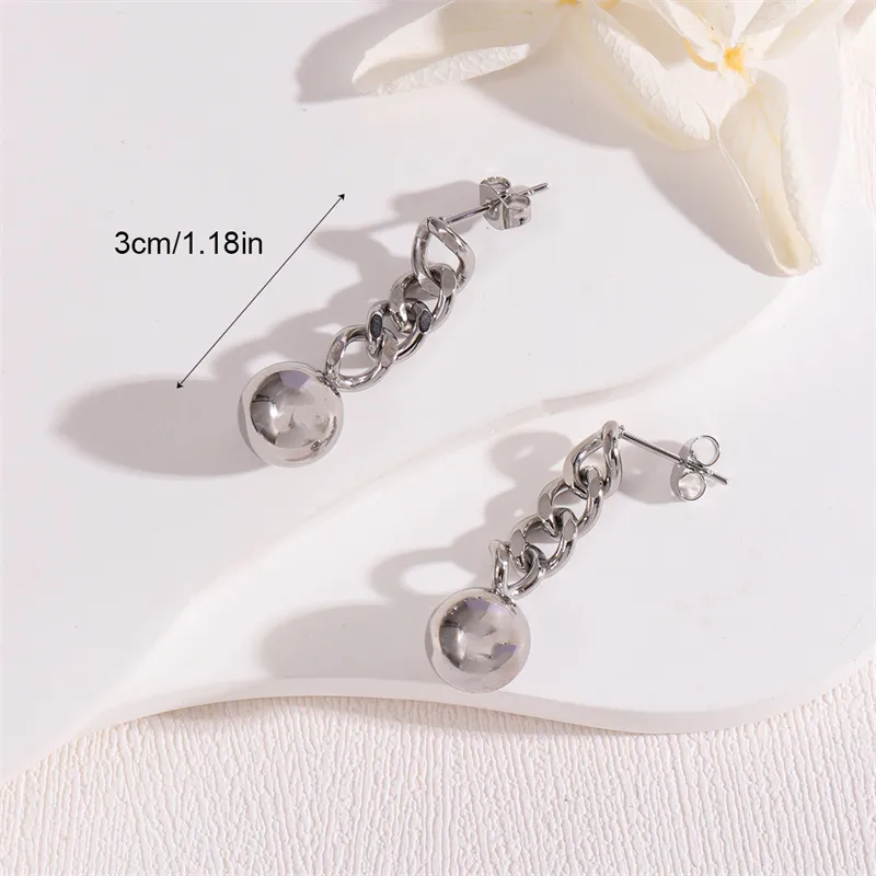 Wholesale Vacuum Plating 18K Gold Plated 18K Gold Round Chain 201 Stainless Steel Retro Simple Style op Earrings
