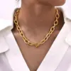 Wholesale PVD Coated Real Gold Plated 18K Gold Solid Color 304 Stainless Steel Vacation Classic Style Waterproof Non Tarnish Chain Necklace Necklace