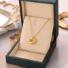 Wholesale Real Gold Plated Heart Shape 304 Stainless Steel Copper Fashion Waterproof Non Tarnish Pendant Necklace
