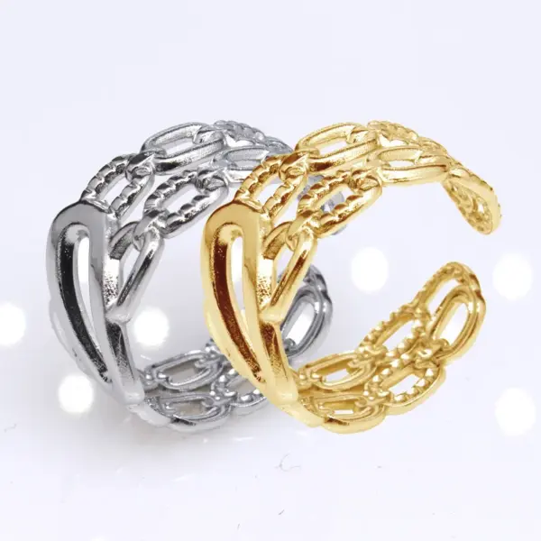Wholesale Retro Round Titanium Steel Plating Open Ring 1 Piece