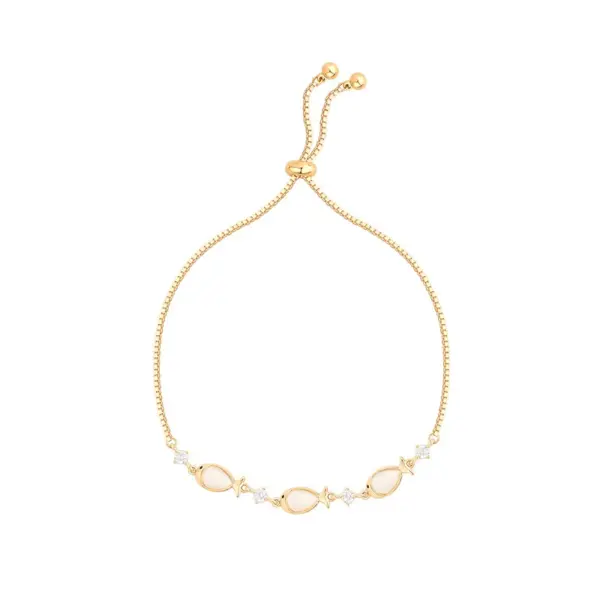 Wholesale Jewelry Sweet Fish Copper Cat's Eye Stone Zircon Plating Inlay Box Chain Bracelets