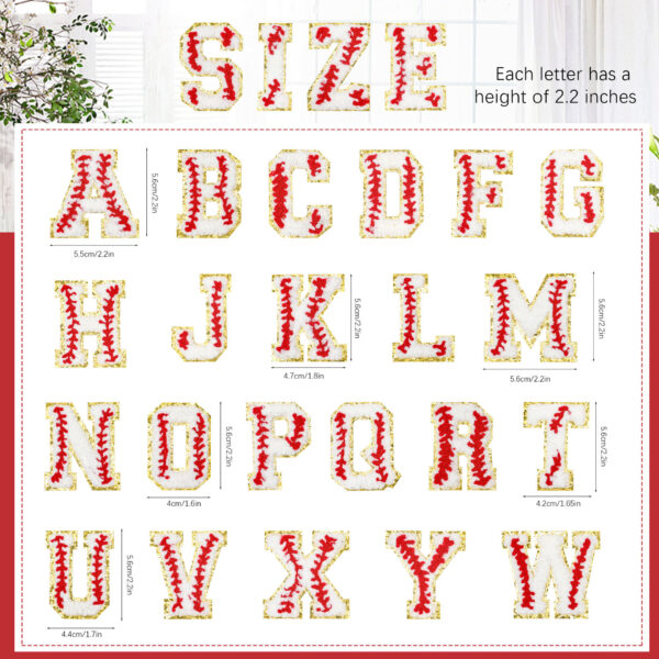 Wholesale 26 Baseball Alphabet Stickers with English Embroidery