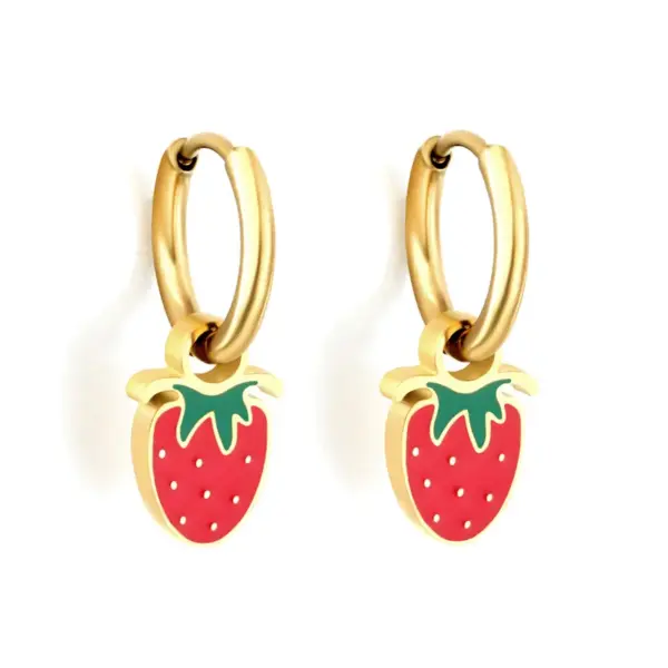 Wholesale 1 Pair Sweet Simple Style Fruit Stainless Steel Fruit Plating Drop Earrings