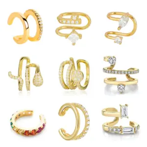 Wholesale Fashion Geometric Copper Plating Zircon Ear Clips 1 Piece