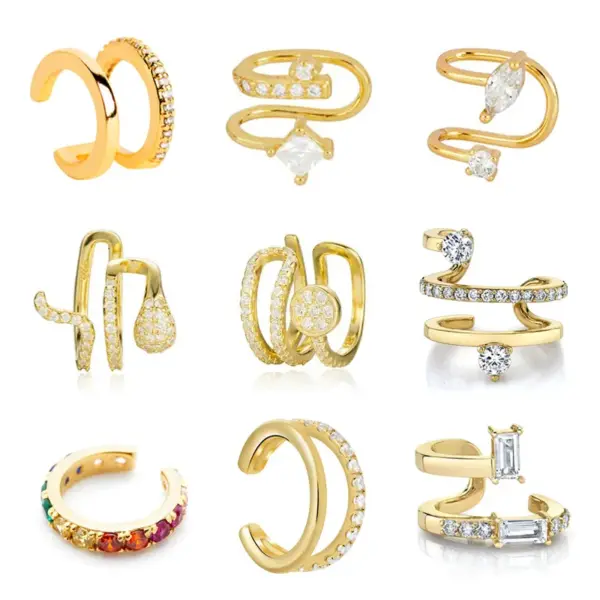 Wholesale Fashion Geometric Copper Plating Zircon Ear Clips 1 Piece