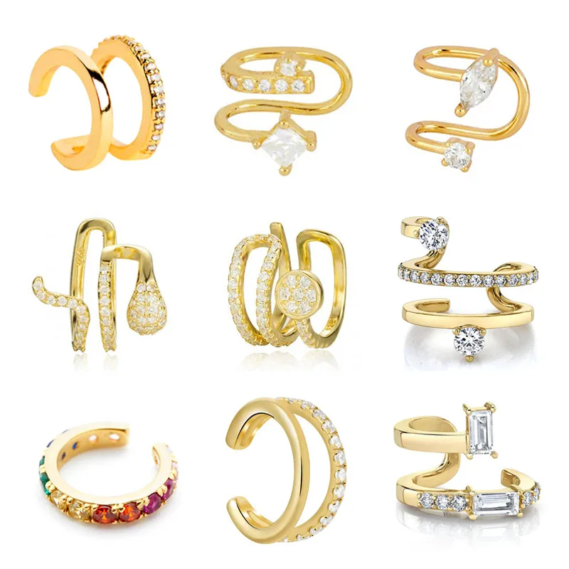 Wholesale Fashion Geometric Copper Plating Zircon Ear Clips 1 Piece