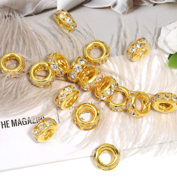 Wholesale New 15mm diamond-encrusted round beaded DIY bracelet, necklace, jewelry accessories, metal spacer beads, and wheel rims.