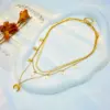 Wholesale Ig Style Star Moon Stainless Steel Plating 18k Gold Plated Layered Necklaces
