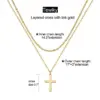 Wholesale 304 Stainless Steel Casual Simple Style Cross Double Layer Necklaces Pendant Necklace