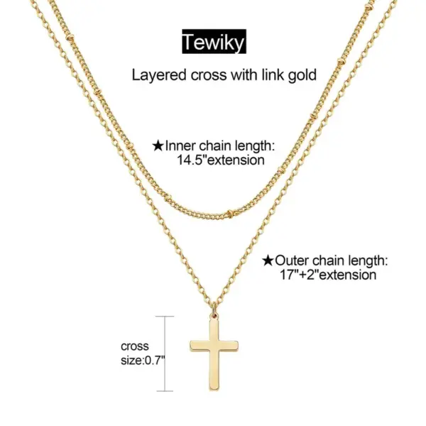 Wholesale 304 Stainless Steel Casual Simple Style Cross Double Layer Necklaces Pendant Necklace