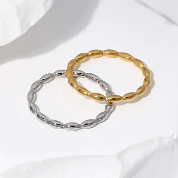 Wholesale PVD Coated Real Gold Plated Solid Color Stainless Steel Sweet Waterproof Non Tarnish Rings