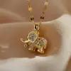Copper Elephant PVD Coated Zircon Gold Plated Cute Waterproof Non Tarnish Plating Inlay Lobster Trigger Clasp Closure Pendant Necklace