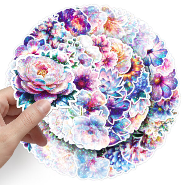 Wholesale 50 Glitter Laser Iridescent Flower Stickers
