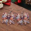 Wholesale Acrylic Christmas Lights Leopard Print Bow Earrings