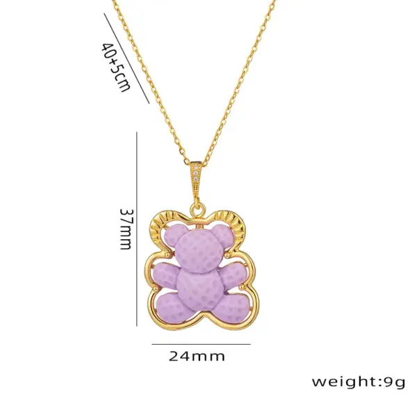 Wholesale PVD Coated Real Gold Plated Little Bear Stainless Steel Cute Waterproof Non Tarnish Stainless Steel Pendant Necklace