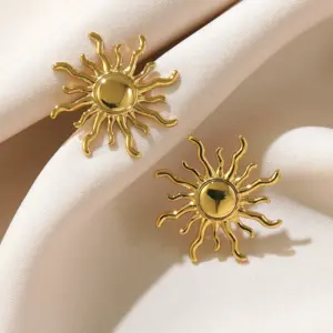 Wholesale 1 Pair Casual Vacation Streetwear Sun 304 Stainless Steel Imitation Gold Electroplating Ear Studs