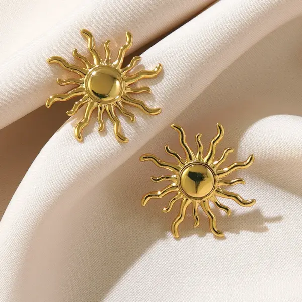 Wholesale 1 Pair Casual Vacation Streetwear Sun 304 Stainless Steel Imitation Gold Electroplating Ear Studs