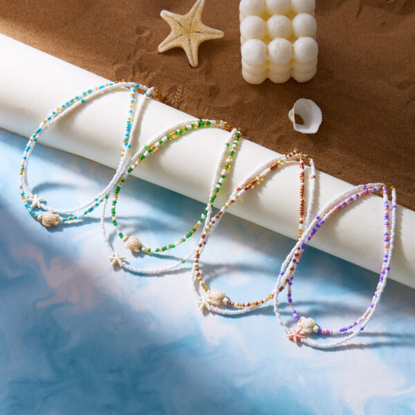 oly-d583b38c6555f32b73464937bdf20243 Wholesale Cross-border Bohemian Starfish Color Rice Bead Necklace suit Small Fresh Turtle Beaded Multi-layer Sweet Necklace