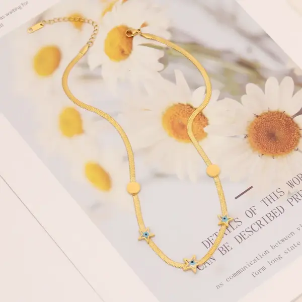 Wholesale PVD Coated 18K Gold Real Gold Plated Eye Stainless Steel Fashion Waterproof Non Tarnish 304 Stainless Steel Necklace