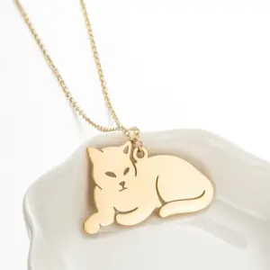 Wholesale Jewelry Fashion Cat 201 Stainless Steel 18K Gold Plated Plating Stainless Steel Necklaces