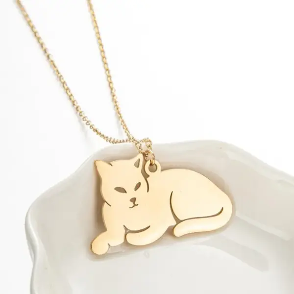 Wholesale Jewelry Fashion Cat 201 Stainless Steel 18K Gold Plated Plating Stainless Steel Necklaces