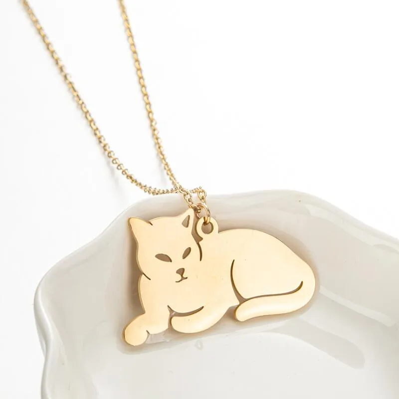 Wholesale Jewelry Fashion Cat 201 Stainless Steel 18K Gold Plated Plating Stainless Steel Necklaces